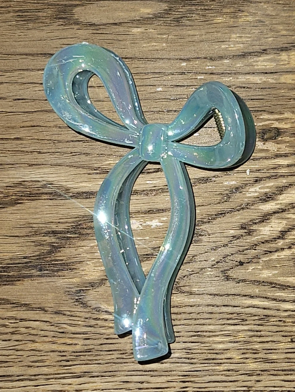 Iridescent Light Blue Bow Hair Claw BNIB - Picture 3 of 6